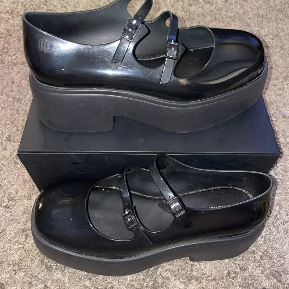 Melissa Farah Platform Black Mary Jane Shoes Size 9